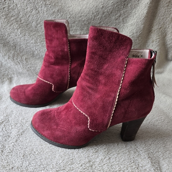 Shoe The Bear Bijou burgundy suede ankle boots size 8 - Picture 4 of 14